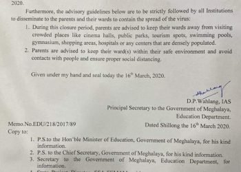 Meghalaya govt shuts schools, colleges till March 31