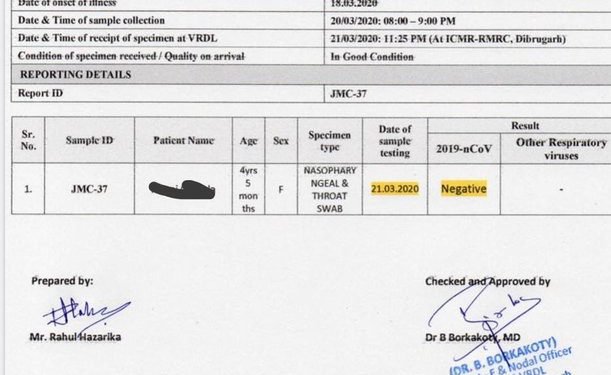 Sigh of Relief : Assam’s  4-Year-Old Child  Tests Negative Of  Covid- 19