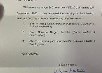 Manipur CM drops three ministers from cabinet