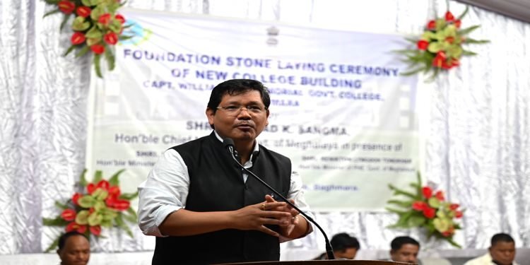 CM Conrad lays foundation stone Capt W. A Sangma Memorial College