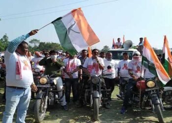 BTC Polls : Bike rally  in support of independent candidate Raju Kumar Barman
