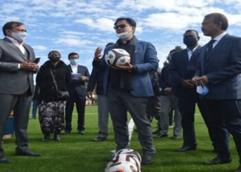 Union Sports Minister Kiren Rijiju  inaugurates Synthetic Track & Football  Ground in Shillong