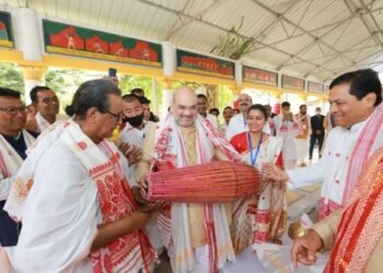 Assam : HM Amit Shah attends the consecration ceremony of world’s tallest 126 ft Shivalinga In Mahamrityunjaya temple
