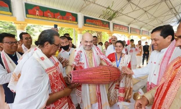 Assam : HM Amit Shah attends the  consecration ceremony of world’s tallest  126 ft Shivalinga In Mahamrityunjaya temple