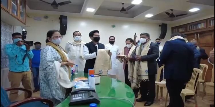 Meghalaya Trinamool Congress leaders  felicitated by Mamata