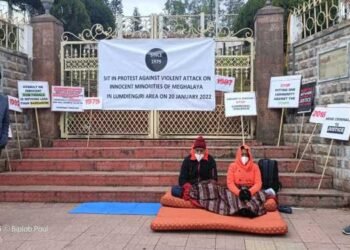 Couple protest against  atrocities on non tribals in Shillong