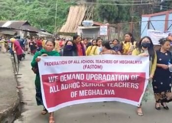 Meghalaya Ad hoc teachers take to the streets demanding pay hike