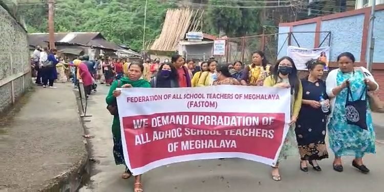 Meghalaya Ad hoc teachers take to the streets demanding pay hike