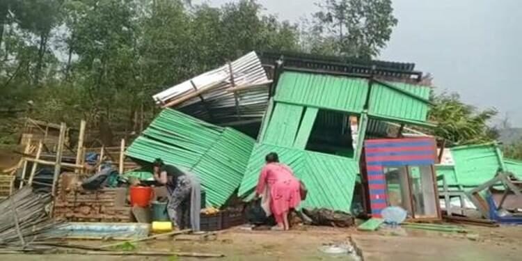Hundreds Of Houses Damaged In A Cyclonic Storm In Ri Bhoi