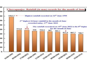 Mawsynram gets record 1003.6 mm rainfall on Friday , Cherrapunji gauges 972 mm: IMD