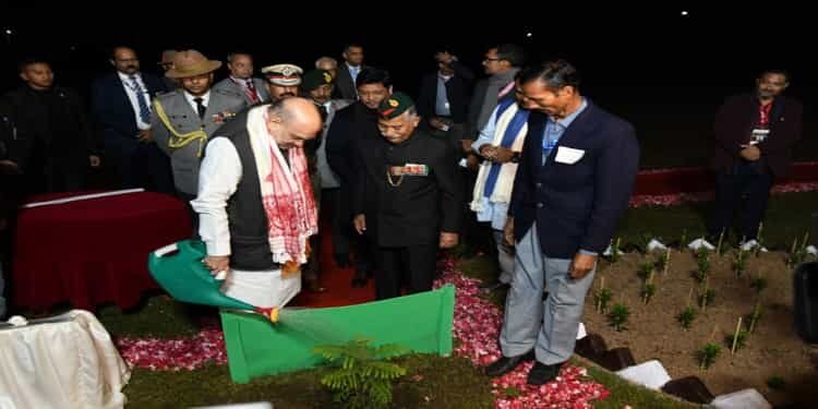 Union Home Minister Amit Shah plants sapling in Raj Bhavan