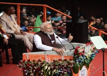 PM Modi addresses a massive rally in Shillong