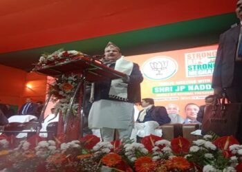 BJP  Nat’l  Prez JP Nadda  addresses a massive public meeting in Shillong