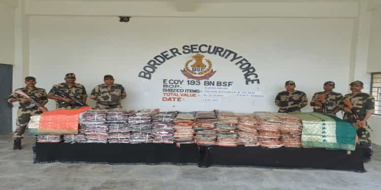 Sarees  worth 20  Lakh seized  along Indo- Bangla border in East Khasi Hills