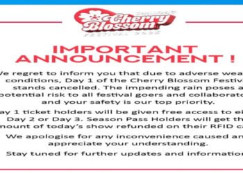 Day-1 of the Cherry Blossom Festival called off due to inclement weather
