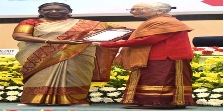 Helen Giri receives Sangeet Natak Academy Award from President