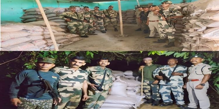 BSF & Meghalaya police seize 30,000 kg sugar along Indo – Bangla border
